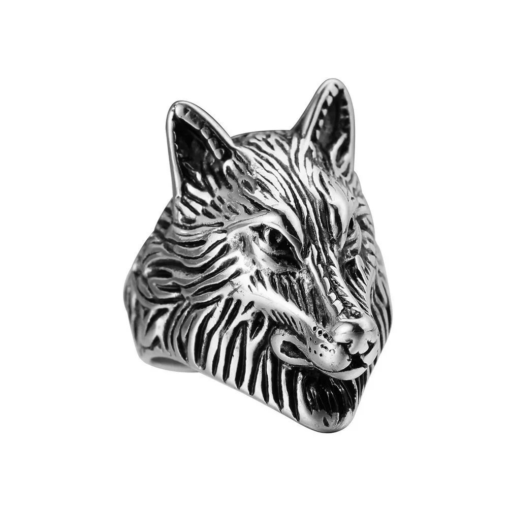 

European and American rings men's retro domineering fashion personality wolf head nightclub student ring