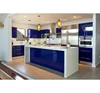 Modern Home Use Italy Style Furniture Blue Gloss Lacquer Rta Kitchen Cabinet