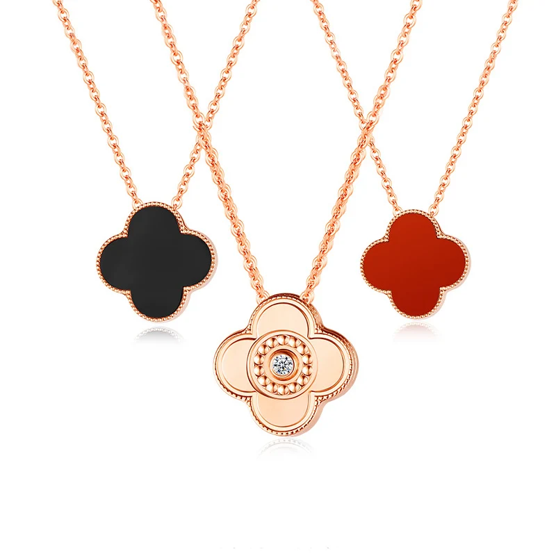 

Dropshipping Fine Jewelry AU750 Classic VCA Lucky Four Leaf Clover Necklace 18K Real Solid Gold Jewelry