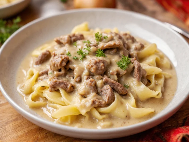 Easy Beef Stroganoff with Ground Beef & Mushroom Soup