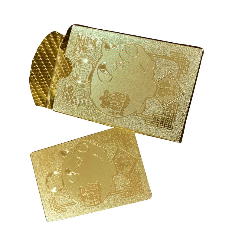 

24K PIG design gold foil playing cards waterproof plastic poker for party game