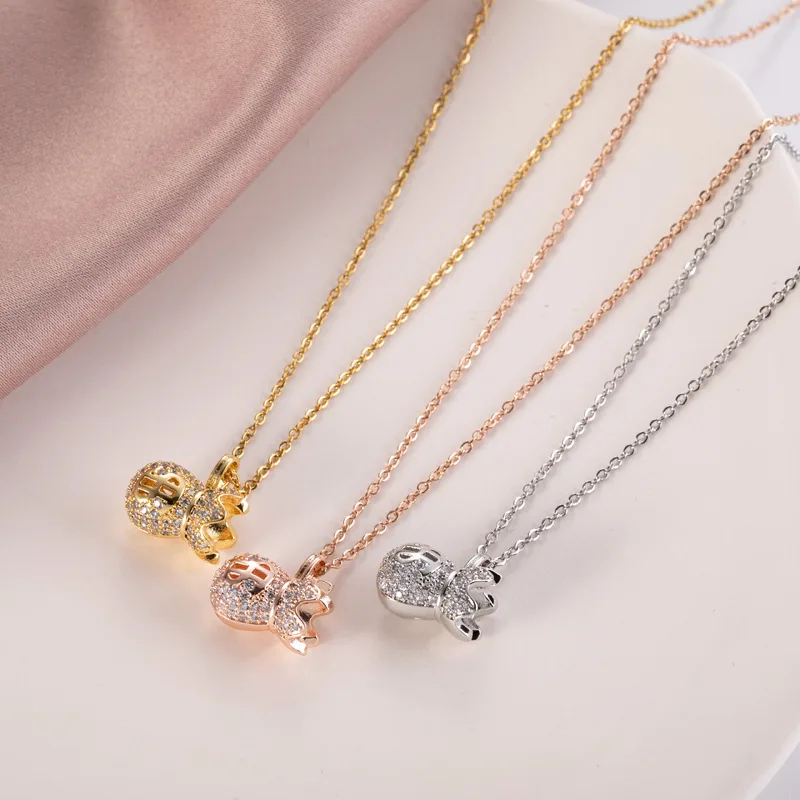 

2021 Girls Stainless Steel Purse Costume Jewelry Cheap Trendy Fashion Pendant Necklace For Women, Gold