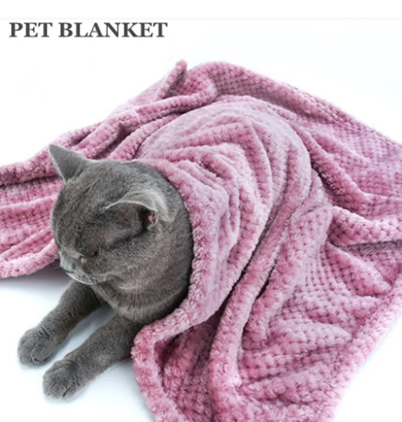

Factory Wholesale Custom Soft Comfortable Touch Coral Fleece Pet Sleeping Blanket Dogs Puppy Blanket Cat Bed Mat Cushion