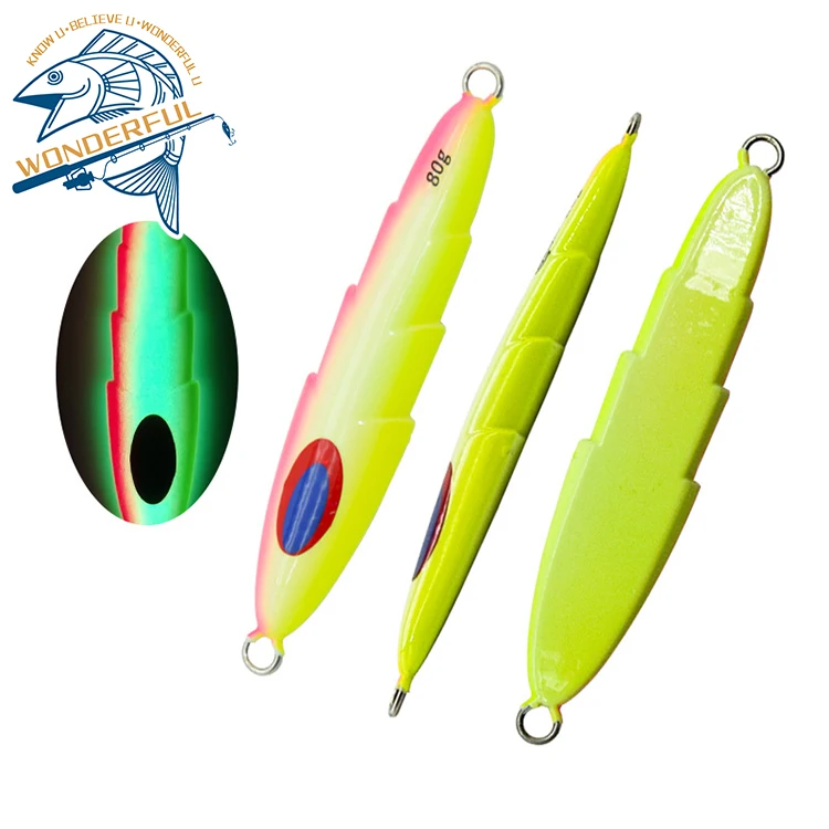 

In Stock Top Quality 200g 300g Metal Hard Glow Deep Sea Tunas Luminous Fast Sinking Lead Jigging Lure For Boat Fishing