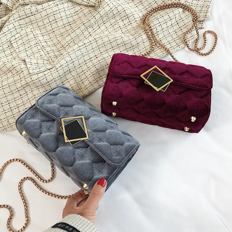 

Velvet bag handbags new trend popular fashion all-match chain shoulder messenger bag, Colours