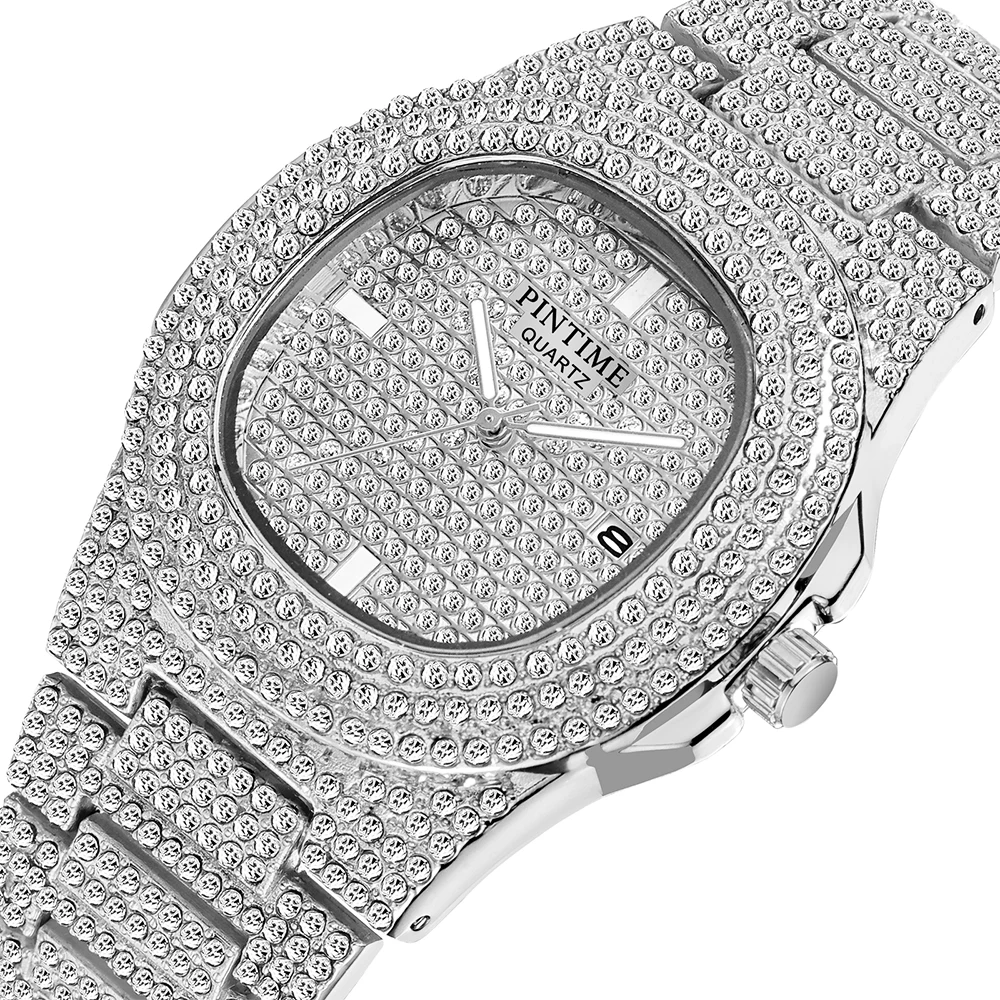 

2018 Stainless Steel hip hop diamond Wristwatch Oem Chronograph Quartz Watch For Men And Women