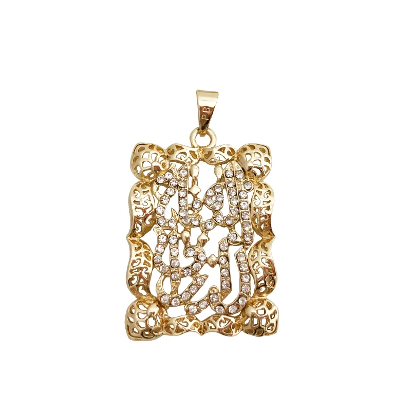 

Moroccan Gold Jewelry Hollow Pendant In Arabic Necklace With Dubai Wedding Crystal Jewelry Long Chain 2020