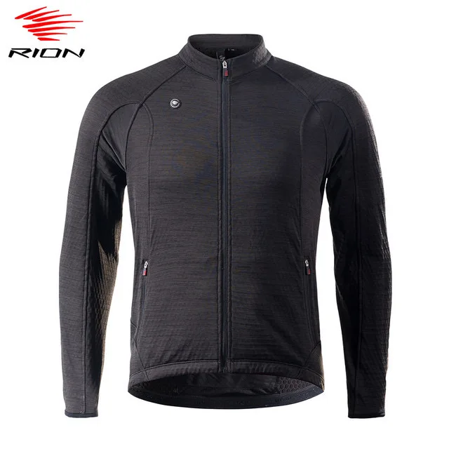 

RION Mens Cycling Jersey 2020 Spring Thermal Fleece Long Sleeve Road Bike Jersey MTB Downhill Cycling Clothing maillot ciclismo, Black