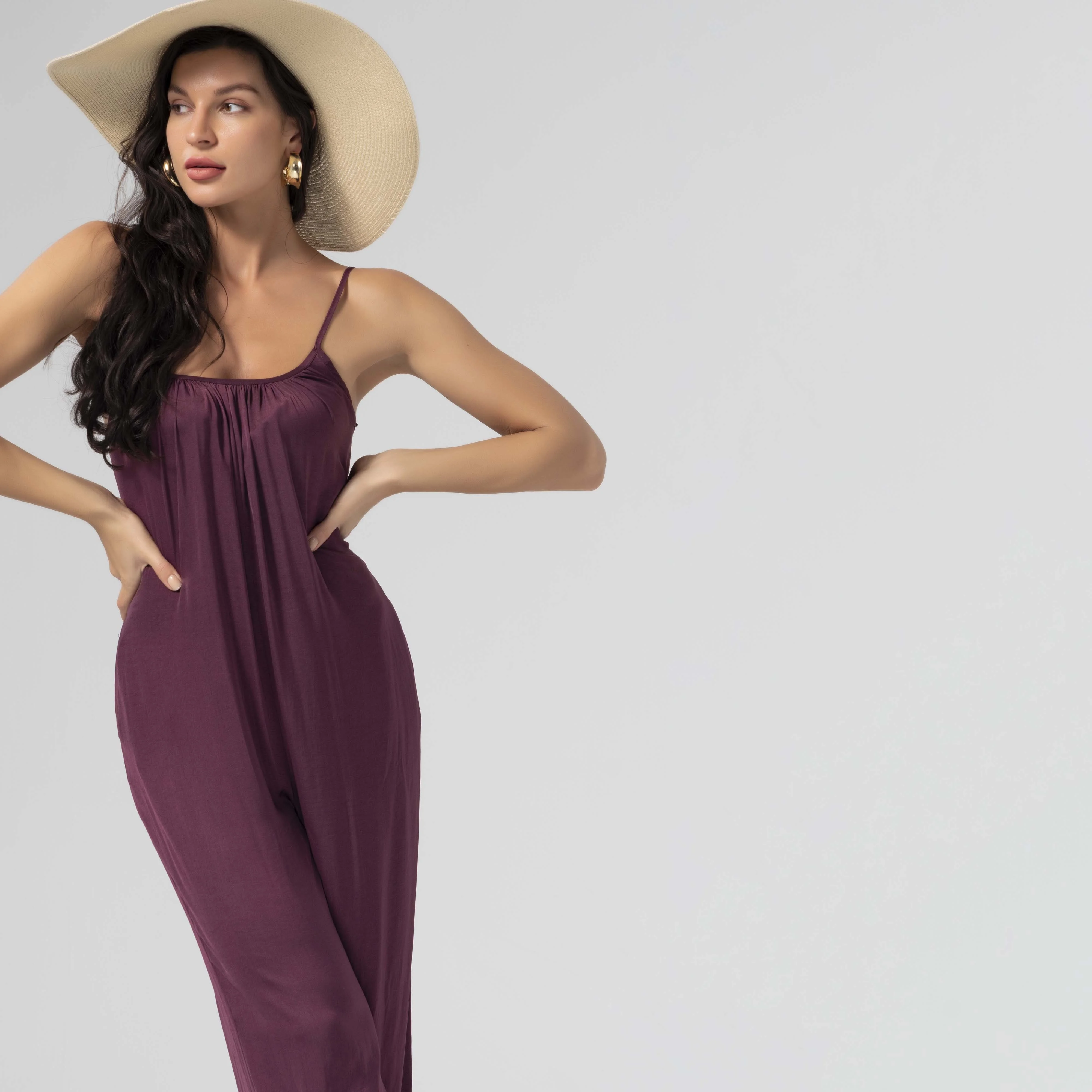 

Summer Beachwear Silk Satin Wide Leg deep v neck women one piece designer playsuit Lingerie Rompers and Wholesale jumpsuit