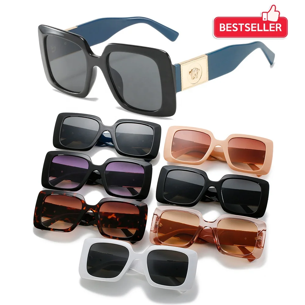 

New Stocks wholesale custom logo italy designer inspired europe and american vintage oversize square woman fashion sunglasses