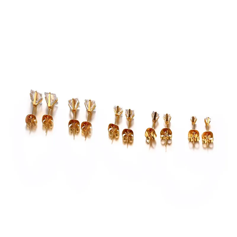 

316l Stylish Jewelry Shinning Diamond Stub Zircon Stud Stainless Steel Earrings