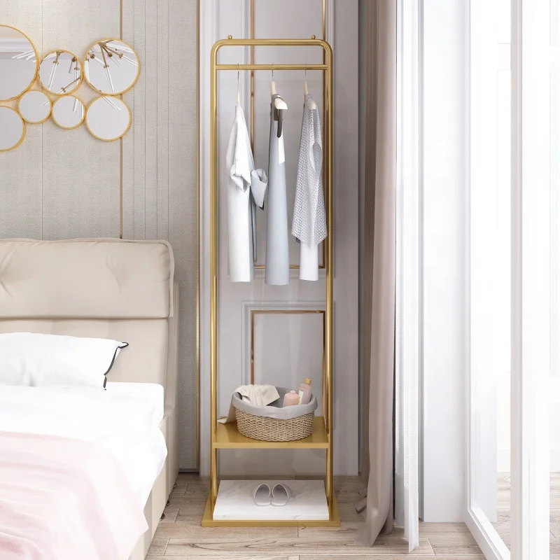

Nordic Hanger Floor Coat Rack Bedroom Clothing Store Clothes Rack Hanger Light Luxury Marble Base Hat Coat Shelf