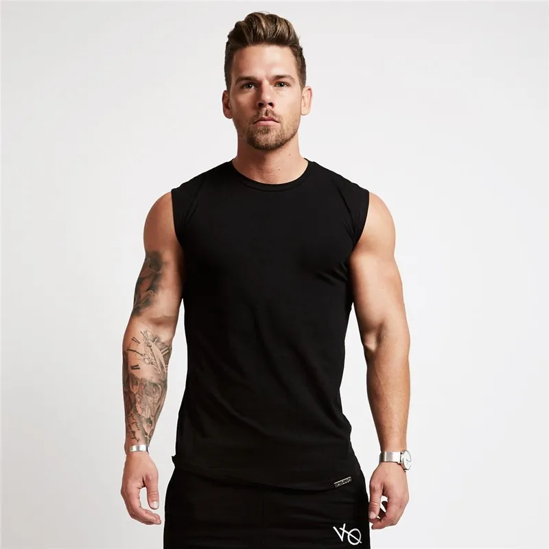 

New Wide Shoulder Men's Sleeveless Tank Top Quick Dry Sport Man Gym Vest with Breathable Feature