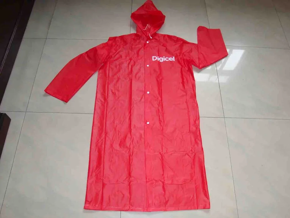 
Navy blue pvc adult raincoat with two pocket 