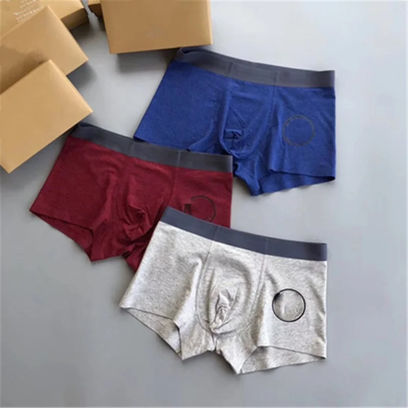 

Luxury Brand Letter B Printing Men's Underwear, Burgundy/blue/light gray