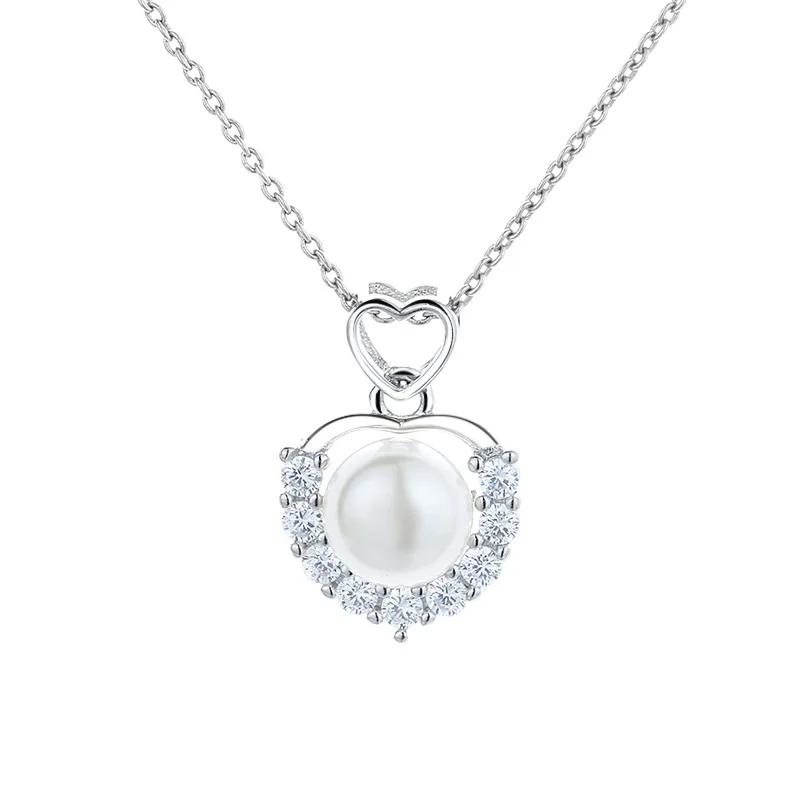 

MSYO INS Sweet Pearl Necklace Fashion Heart Pendant Women Necklace, As picture