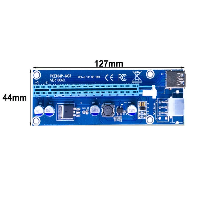 

USB 3.0 Cable 6Pin Power Cord for GPU Mining PCIE 1X to 16X PCI-E Riser Card VER006C, Blue