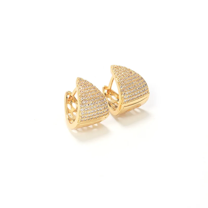 

high quality 14k 18k earrings women zirconia gold plated hoops