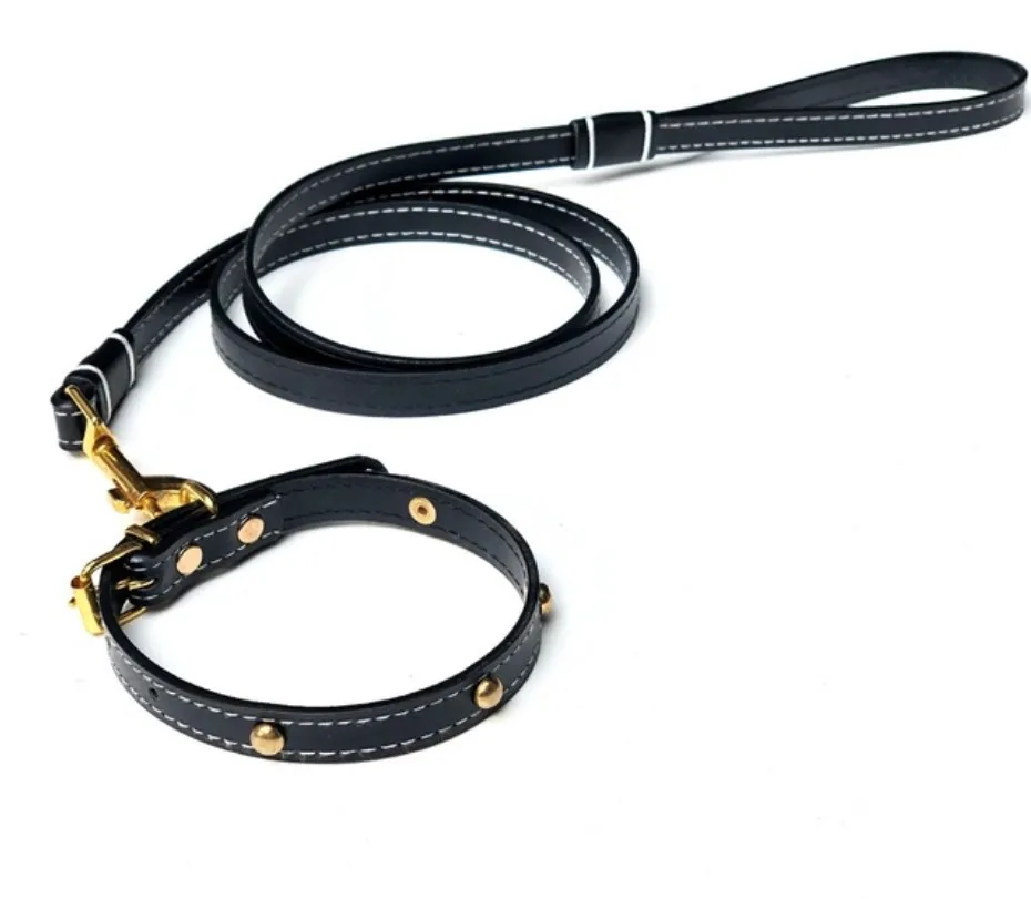

Black PU leather Collar & Rope for Pet Dog Cat Collar - Large Size