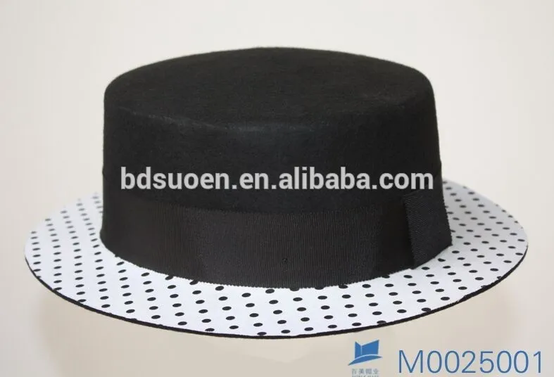 Womens yellow elegant wool felt boater hat wholesale