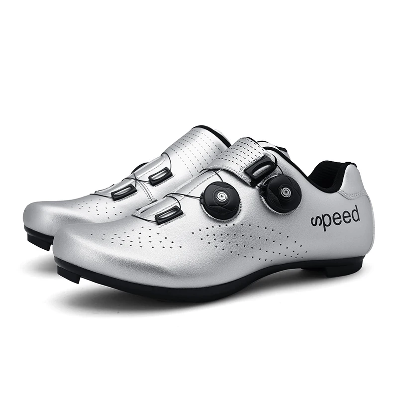 

2021 New Arrivals Comfortable Cycling Mountain Racing Self-locking Bicycle Ride Shoes, Silver,purple