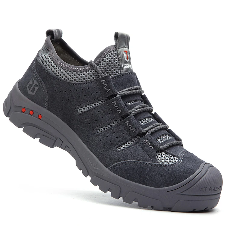 

Best price rubber antiskid safety shoes men work boots safety, Grey/khaki