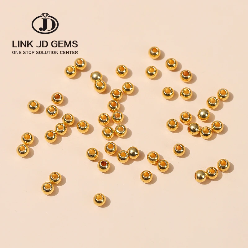 

JD 4 mm Gold Round Copper Spacer Beads Smooth Ball End Seed Beads for Bracelet Necklace Jewelry Making Supplies