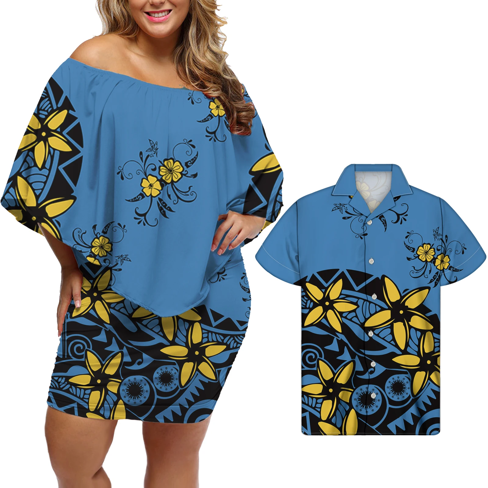 

Custom Fashionable Dress Sets Matching Shirts Luxury Women Clothing Dress Plus Size Flower Print Dress Casual MOQ 1, Customized color