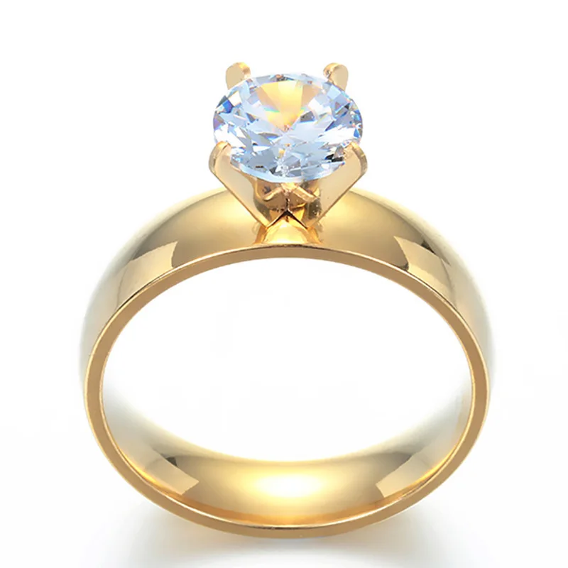 

18K Gold Filled Rings with Zirconias Stainless Steel Wedding Couple Sets