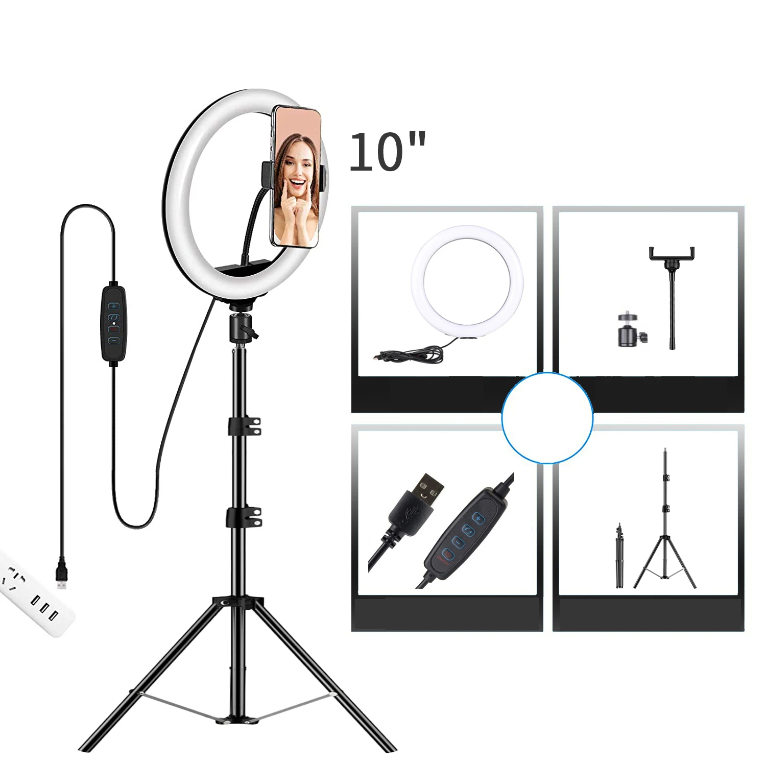 

Hot Sale10inch/26cm Warm Natuaral White Color selfie light ring with 1.7M tripod stand Live at home