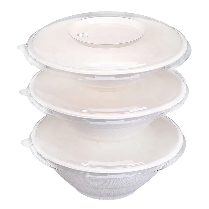 

Disposable Sugarcane Bagasse Soup Bowl With Lid, Yellow,white