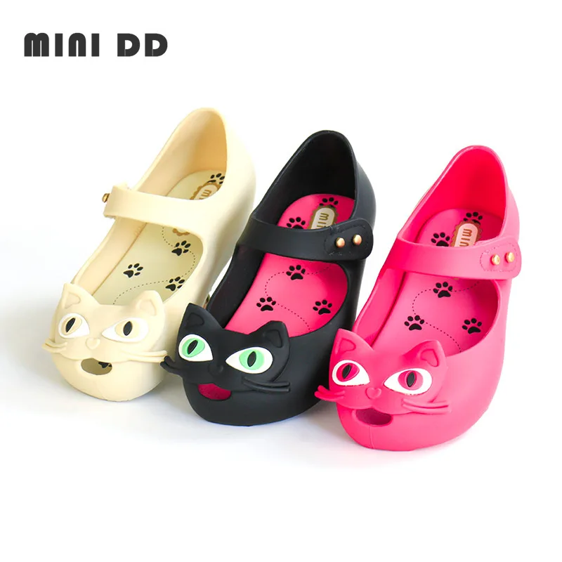 

MINI DD Children Cute Cat Outdoor Plastic Sandals Comfy Footwear Soft Sole Jelly Sandal 2022 girl shoe high quality Flat Sandal