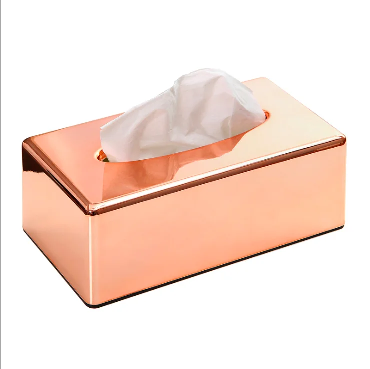 

ABS Plastic European Luxury Rose Tissue Box Holder Cover Craft Tissue Holder (Gold and White)
