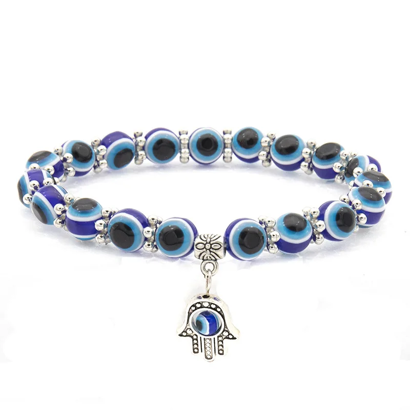 

Wholesale Blue Eyes Bracelet Handmade Turkish Palm Evil Beaded Bracelet Jewelry For Wome, Picture shows