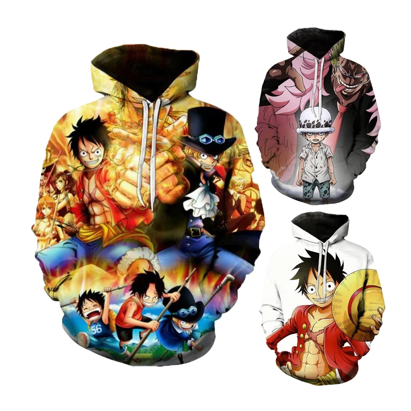 

Design Casual Mens Cartoon Anime Luffy 3D Printed Hoodies 3d Digital Printing Custom Hoodie Thick Hoodie, Customized color