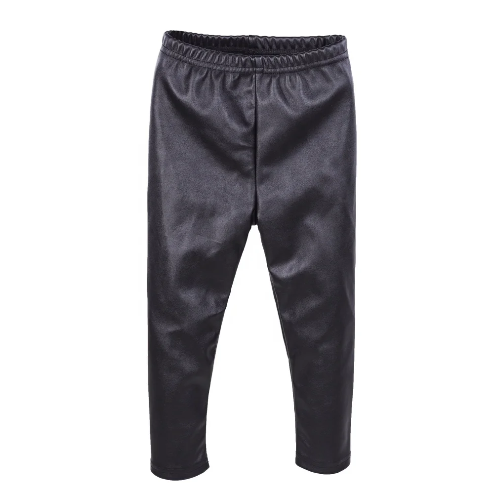 

China wholesale Casual girls leggings custom thin PU black leggings for kids