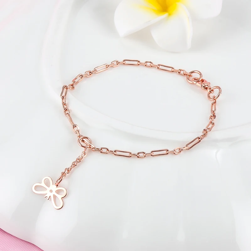 

Women Girl's Jewelry Set Miami Cuban Chain Bracelet Bangle 18K Rose Gold Plated Pendant Charms Bracelet