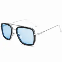 

66218 Tony Stark Sunglasses lentes de Iron Man Vintage Retro Square Metal Frame Sunglasses for Men Women Edith glasses