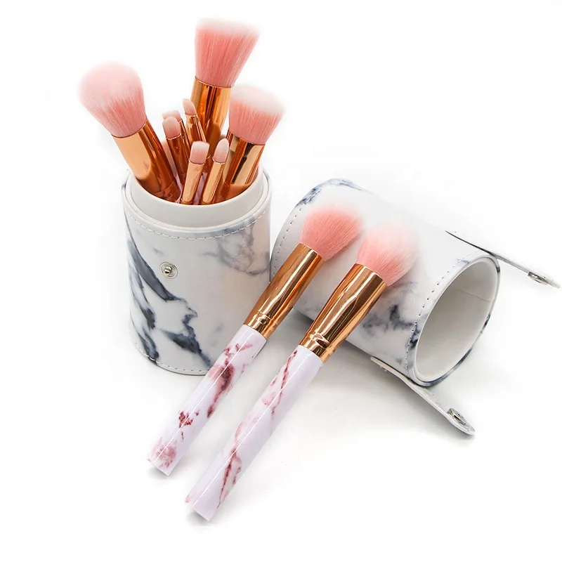 

High Quality Marble Professional Wholesale Custom Logo Private Label Other Makeup Brushes Makeup Brush Set With Holder, Customized color accepted