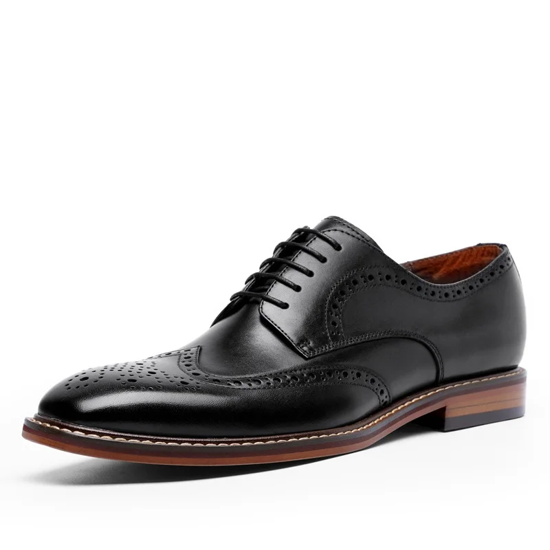 

S0002B 2021 new style retro breathable non-slip comfortable decompression lace-up cowhide leather men's shoes