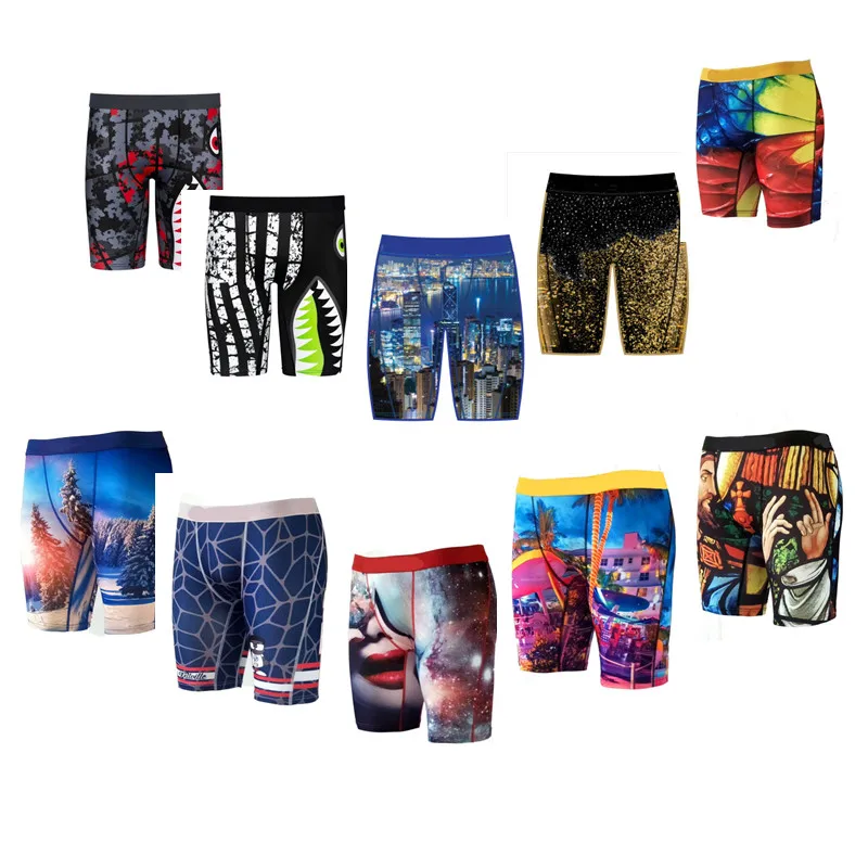 

Wholesale men sports shorts logo custom polyester quick-dry breathable plus size print men's underwear ethic briefs boxers