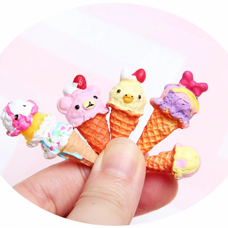 

Free Shipping High Quality Artificial Charms Resin Ornament Cute Ice Cream Resin Embellishments For Diy Jewelry Accessory, Various colors