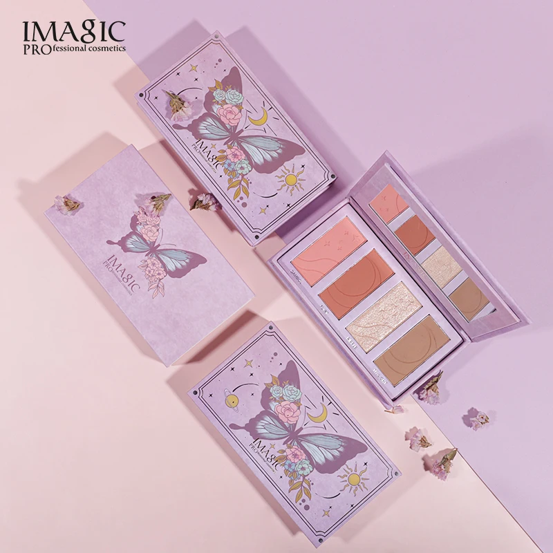 

IMAGIC New Design Butterfly Cover Makeup Palette Highlighter Blush Contour 3 in 1 Palette With 4 Shades