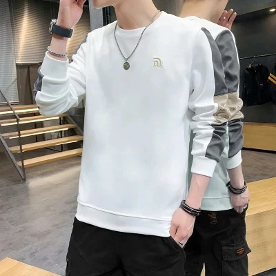 

2021 Fall Mens Clothes Casual Long Sleeve O Neck Solid Color Cotton Pullovers Sweatshirt For Men Plus Size 4XL Oversized