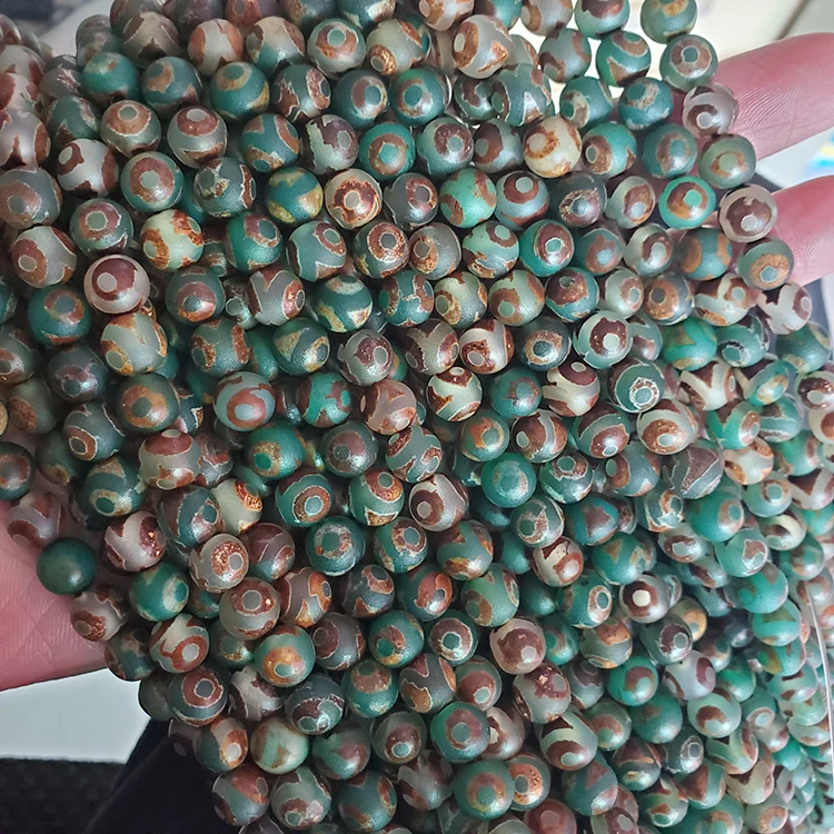 

ABT0681 Newest green brown Tibetan agate stone beads,eye design Tibetan Dzi beads