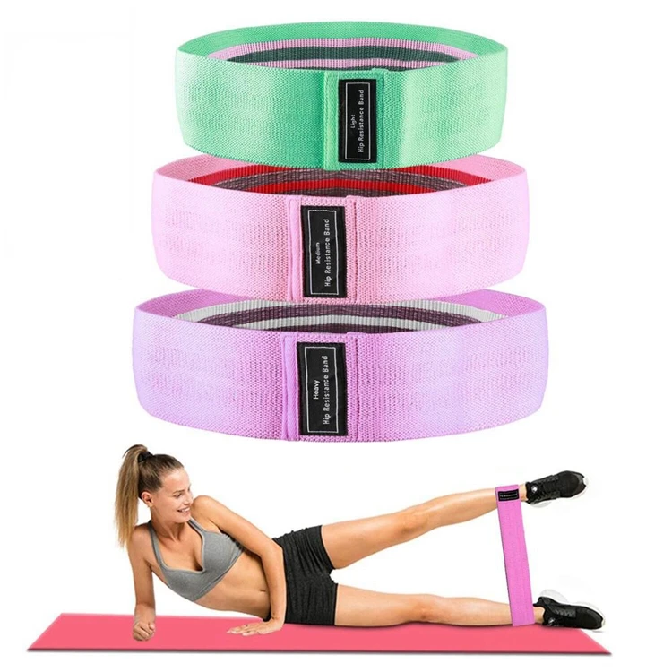 

Hip Fitness Cotton Yoga Resistance Band Wide Booty Exercise Legs Band Loop For Circle Squats Training Anti Slip Rolling, Pink green purple