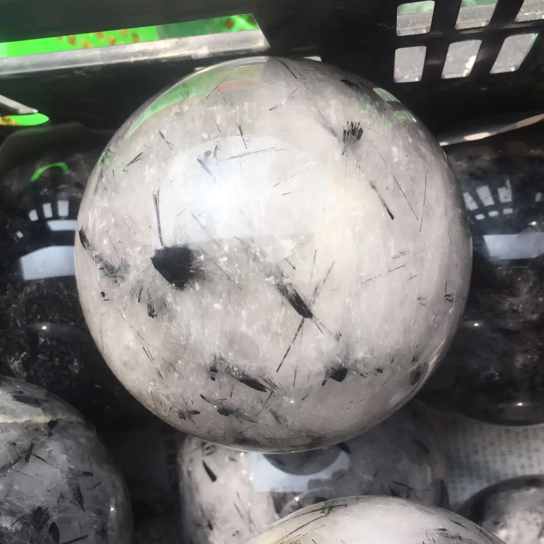 

Jialin Jewelry Wholesale natural black rutilated quartz stone ball for decoration