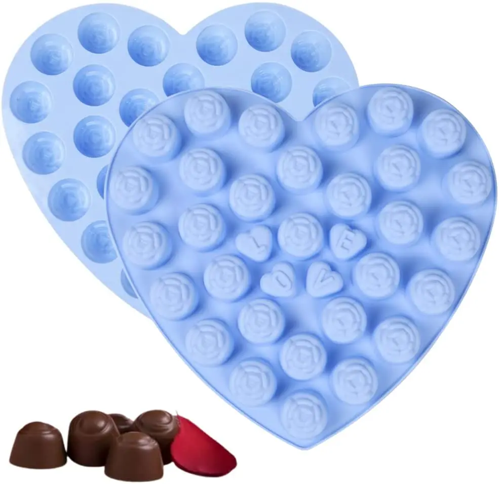 

Valentine's Day Chocolate Moulds - 1 piece silicone moulds 30 chamber candy fudge frozen moulds for baking cake decoration