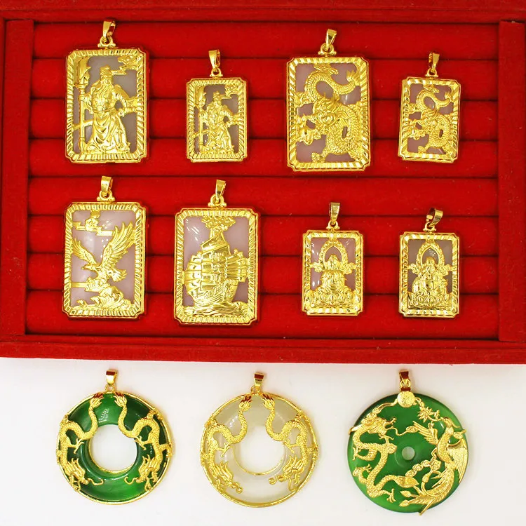 

Vietnam Shajin Guanyin Buddha Pendant Men'S Guan Gonglong Tg Euro Coin Gold Necklace Pendant