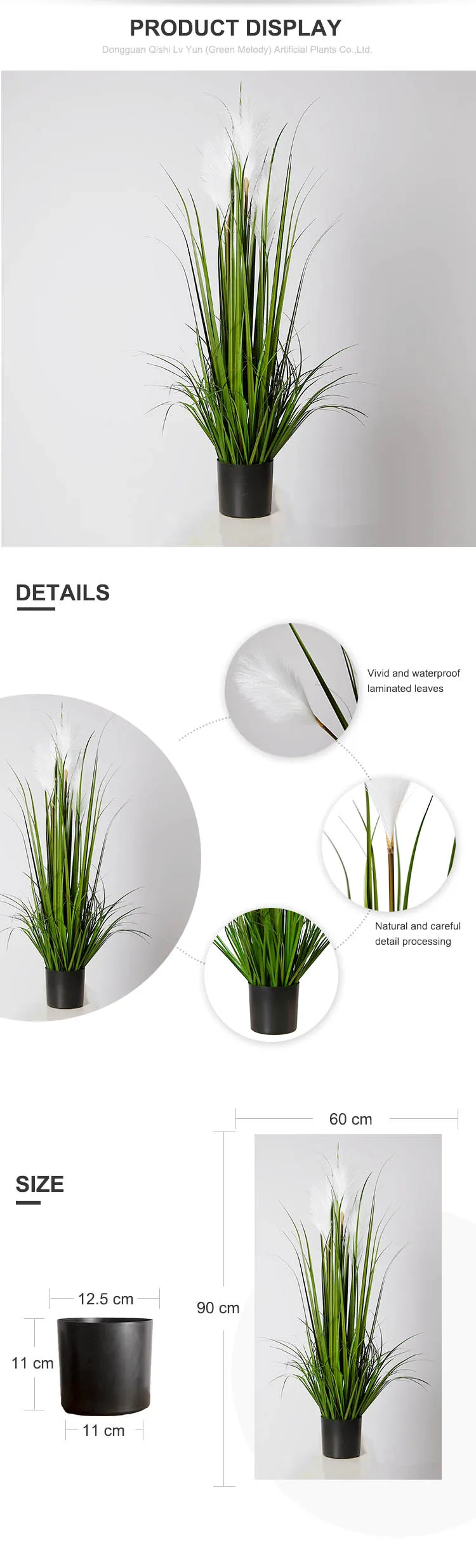 90 Cm Hot Sale Home Decoration Potted Artificial Reed Grass Flower Faux Pampas Grass Artificial